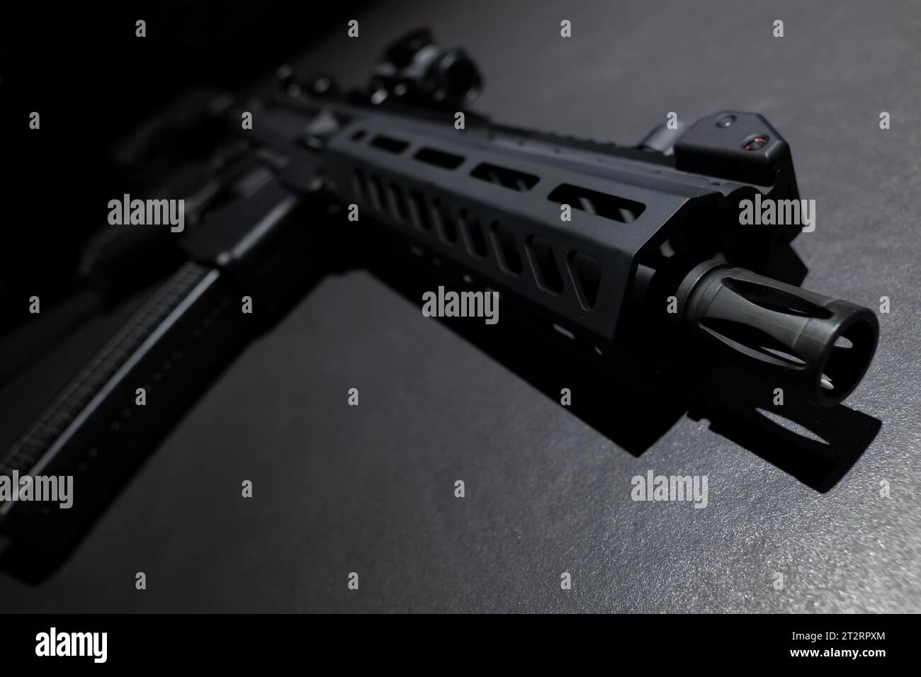 Modern Elegant Assault Rifle on Grey Background in Switzerland Stock ...