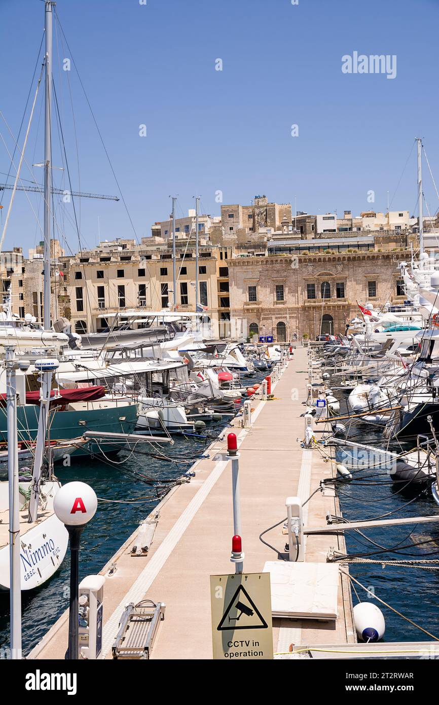 Vittoriosa, Malta - 17 June 2023: Floating dock in the port of Vittoriosa Stock Photo