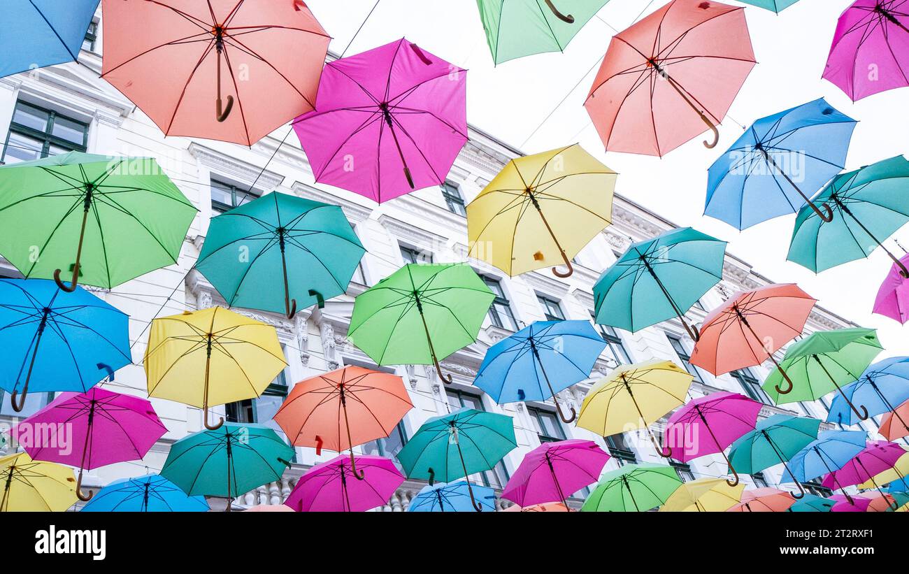 Colourful umbrellas. Stock Photo