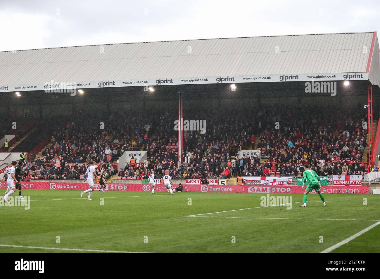 Traveling Barnsley fans during the Sky Bet League 1 match Leyton Orient vs Barnsley at Matchroom Stadium, London, United Kingdom, 21st October 2023  (Photo by Mark Cosgrove/News Images) Stock Photo