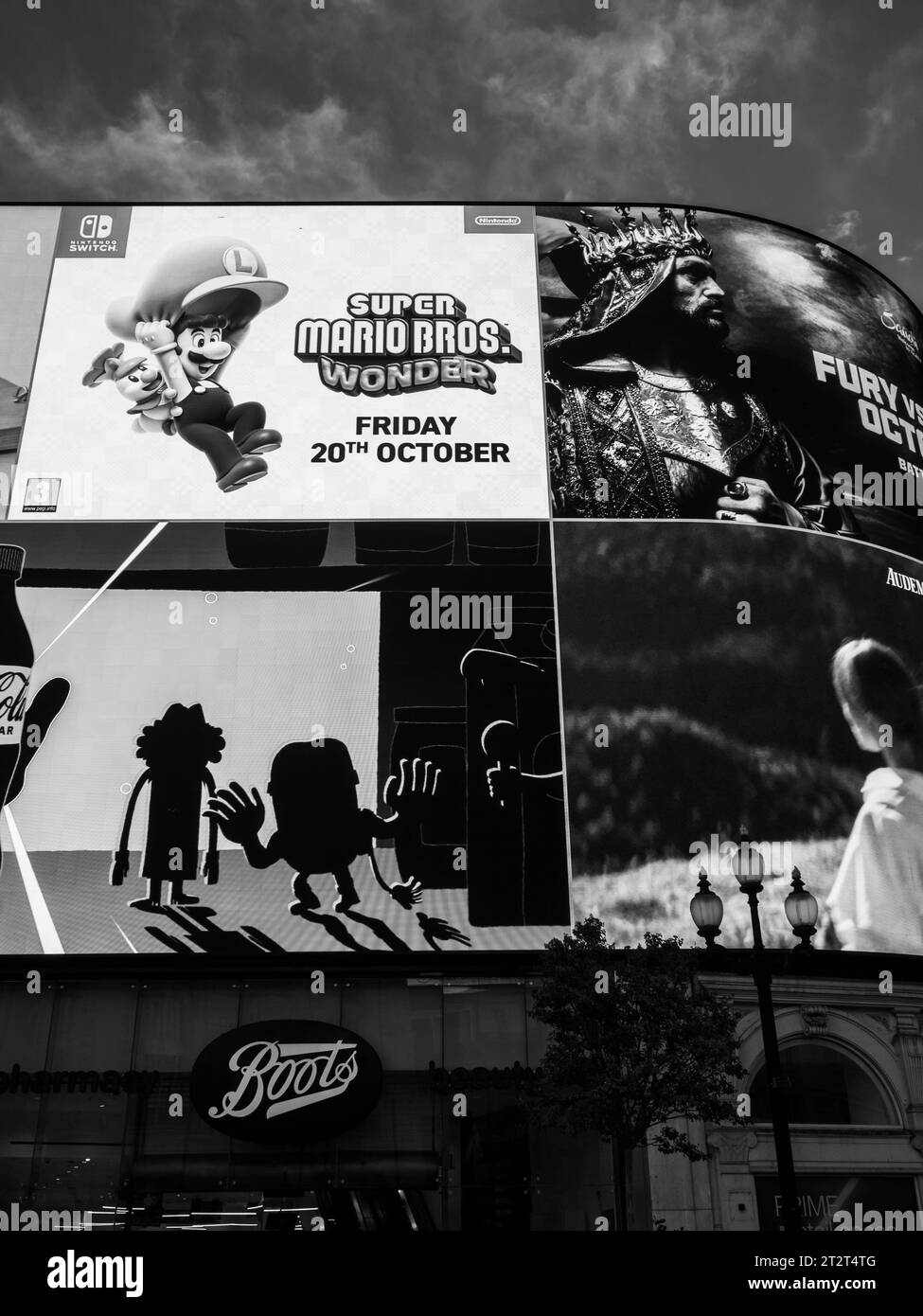 Black and White View of Piccadilly Circus, City of Westminster, London