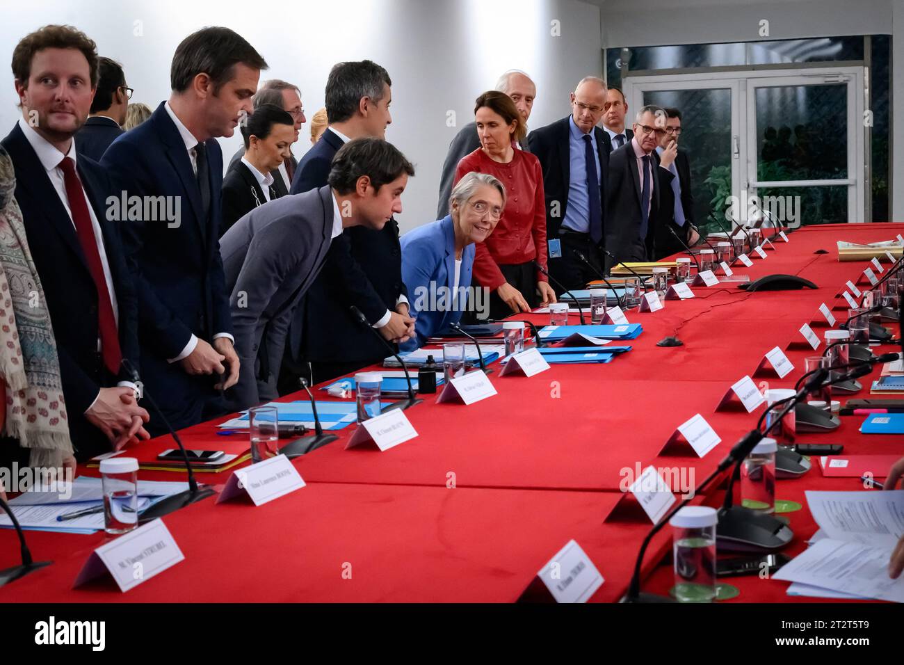 Paris, France. 21st Oct, 2023. Elisabeth Borne, Prime Minister chairs