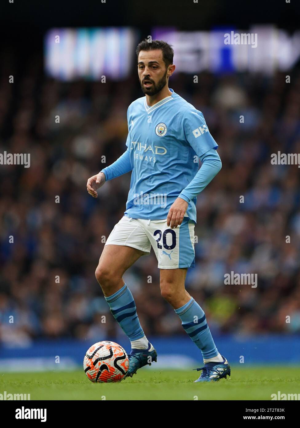 Manchester City's Bernardo Silva during the Premier League match at the Etihad Stadium, Manchester. Picture date: Saturday October 21, 2023. Stock Photo