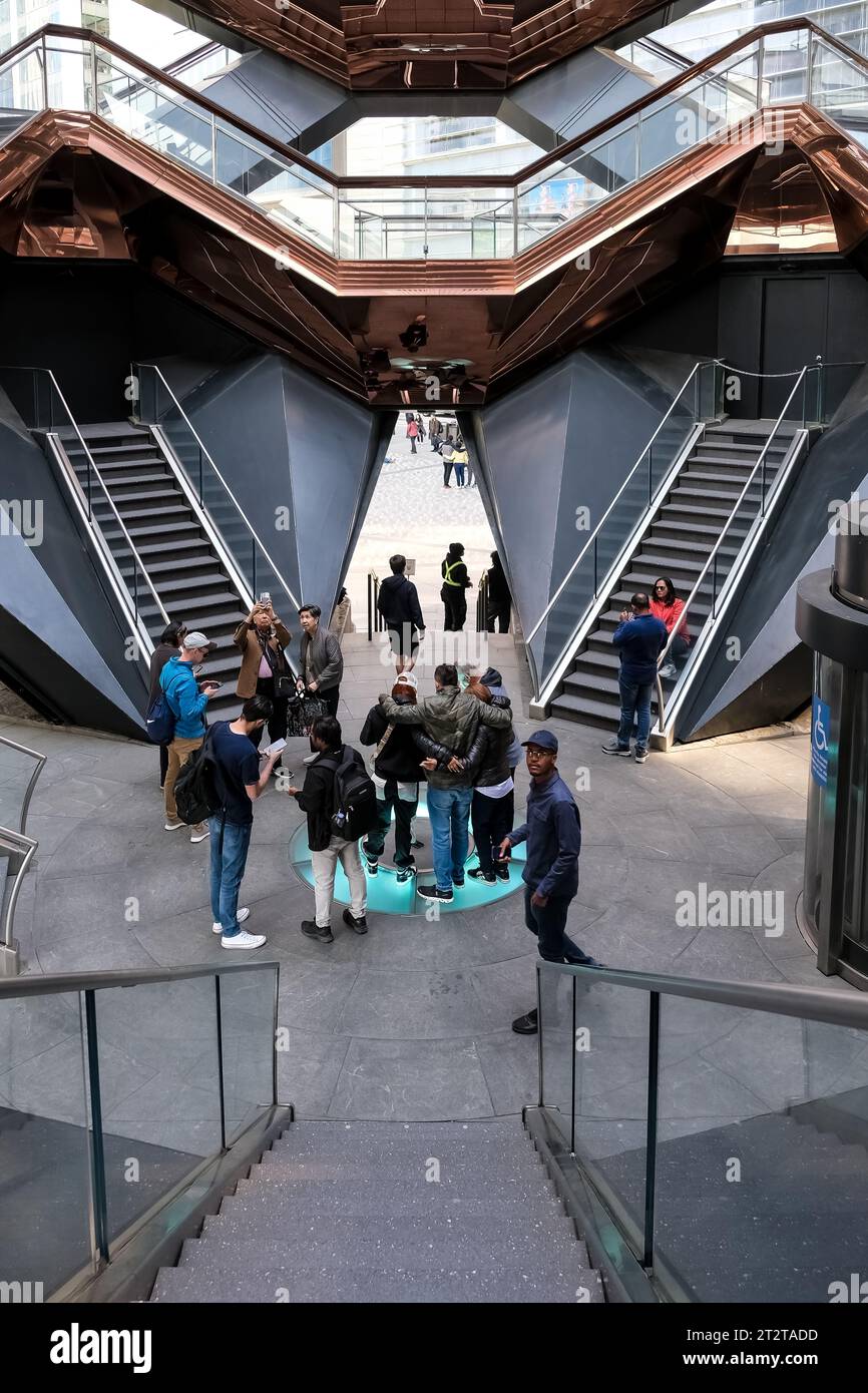 Interior of The Vessel, remarkable structure and visitor attraction constructed as key element of the Hudson Yards Redevelopment Project in Manhattan Stock Photo