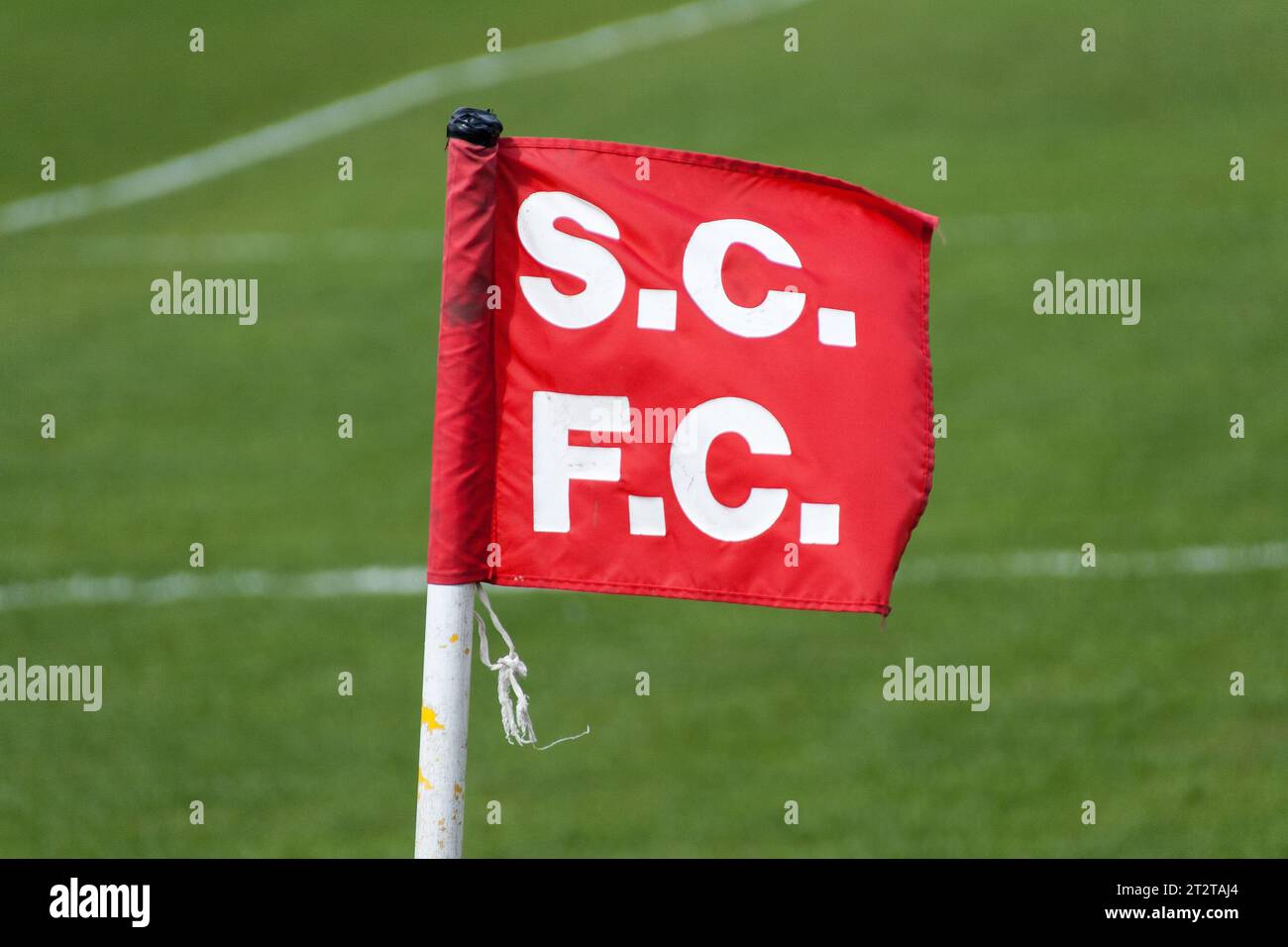 A corner flag at Salford city football club Stock Photo Alamy