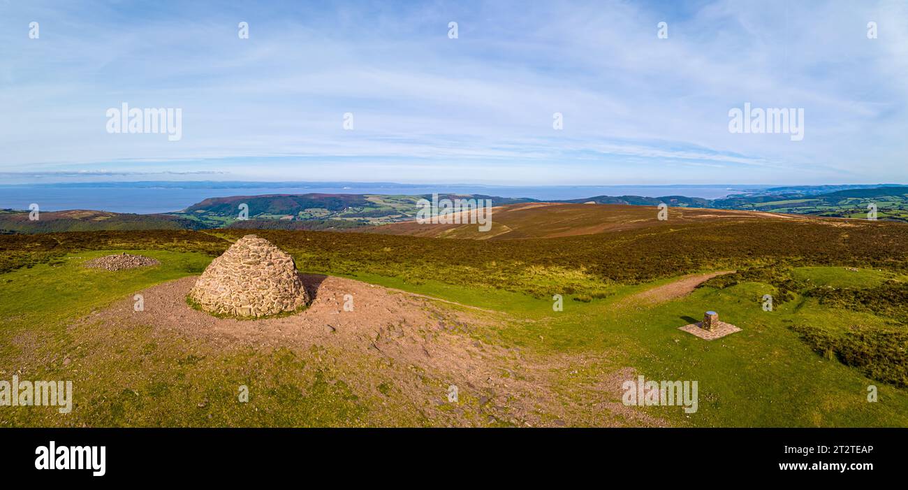 Aerial view of the Dunkery hill, the highest point of Exmoor, England Stock Photo