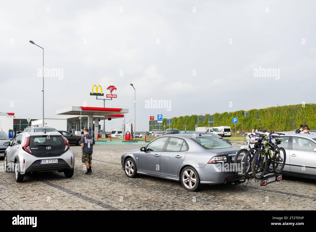 MC Donald's restaurant and Orlen gas station are seen on A1 Amber One