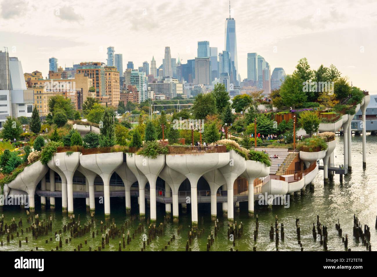 Little island is a unique urban oasis located in the Hudson River Park area, 2023, New York City, USA Stock Photo