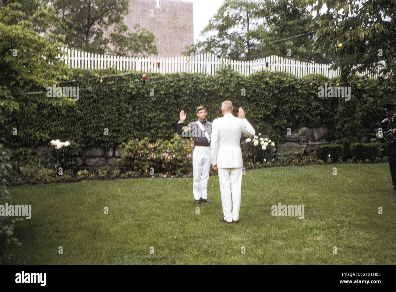 1970 West Point cadet, commissioning ceremony, administering the oath of office, West Point, New York, United States, military Academy, USA Stock Photo