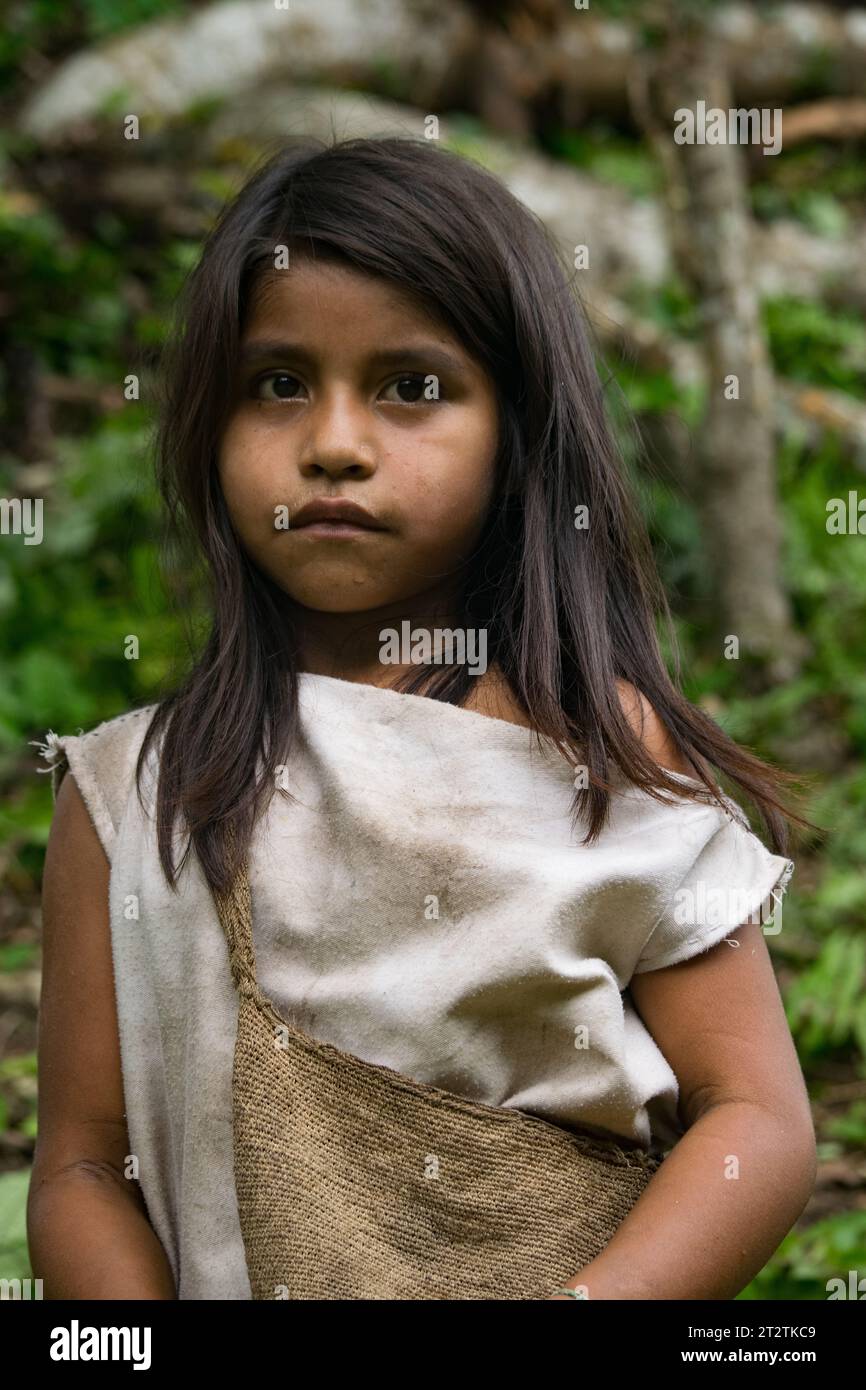 Kogi girl at the Sierra de Santa Marta Stock Photo