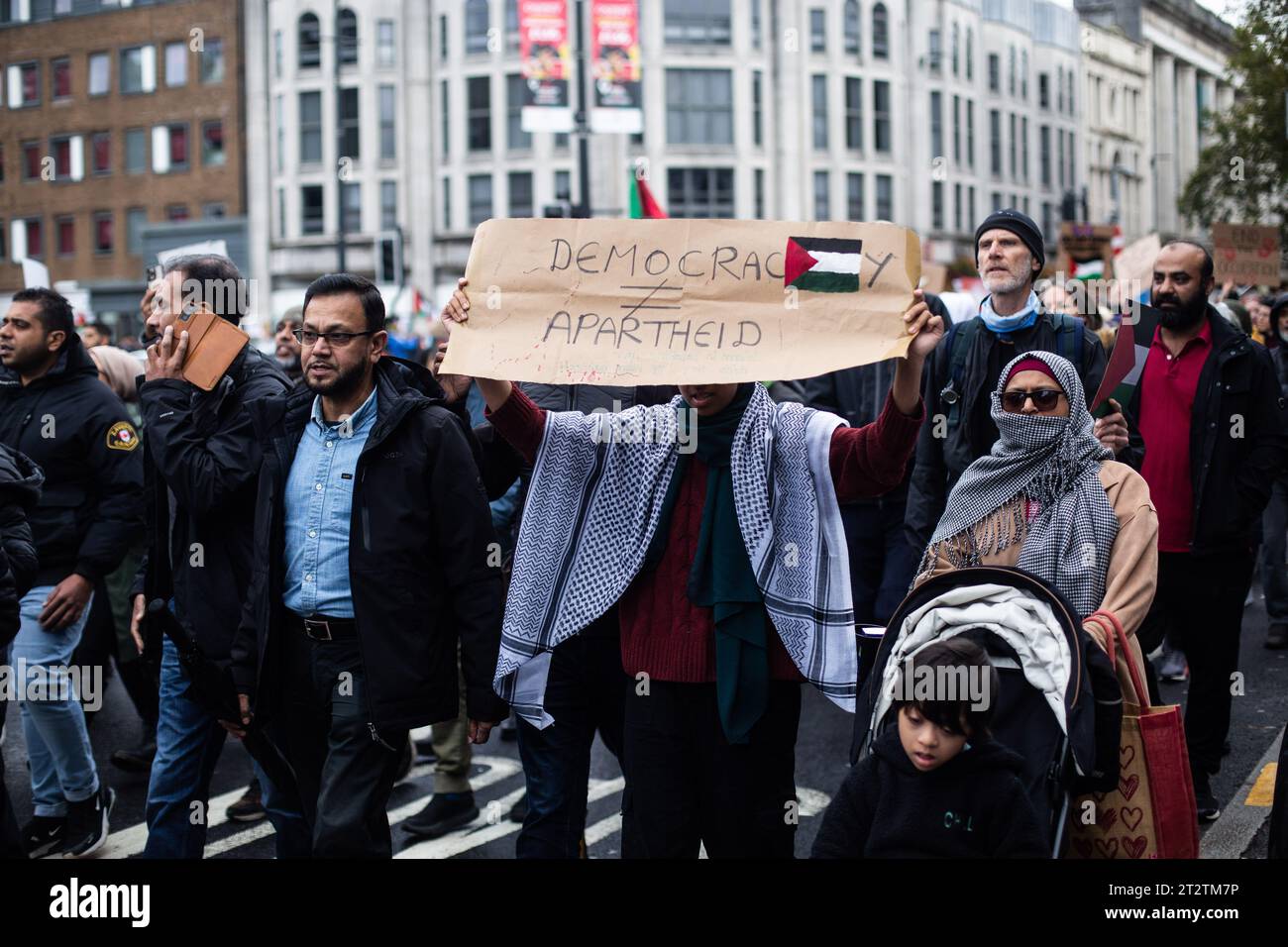 CARDIFF, WALES. 21st October 2023. Protesters march from Cardiff City