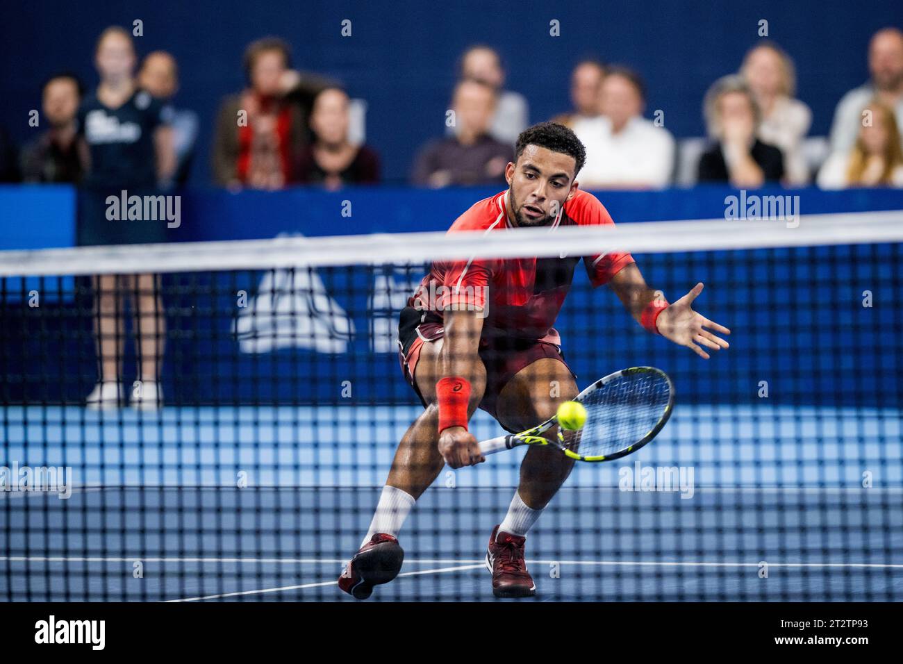 Antwerp, Belgium. 21st Oct, 2023. French Arthur Fils pictured in action  during a singles semi final match at the European Open Tennis ATP  tournament, in Antwerp, Saturday 21 October 2023. BELGA PHOTO