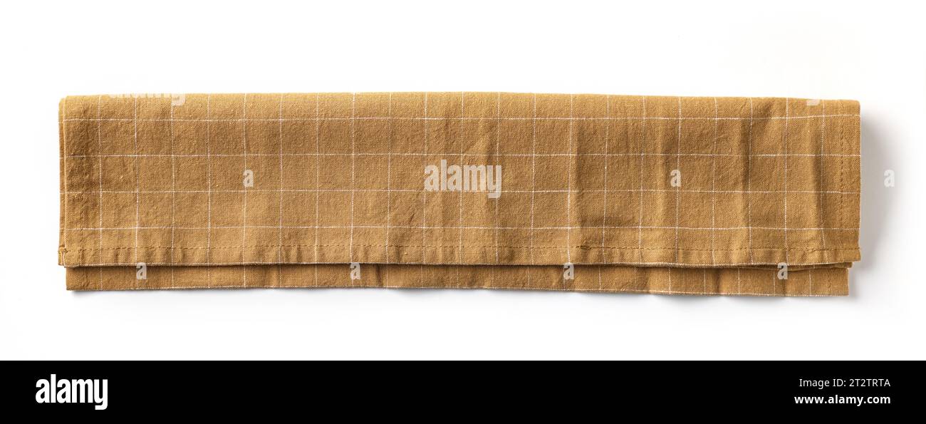 folded cotton napkin isolated on white background, top view Stock Photo