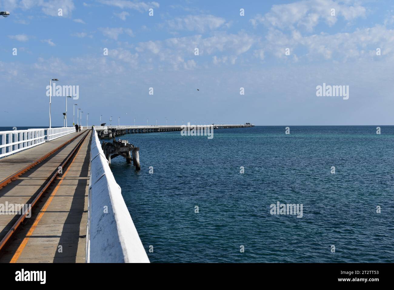 Busselton, Western Australia, Australia, September 22 2023: Busselton Jetty, the longest timber piled jetty in the Southern Hemisphere and a popular t Stock Photo