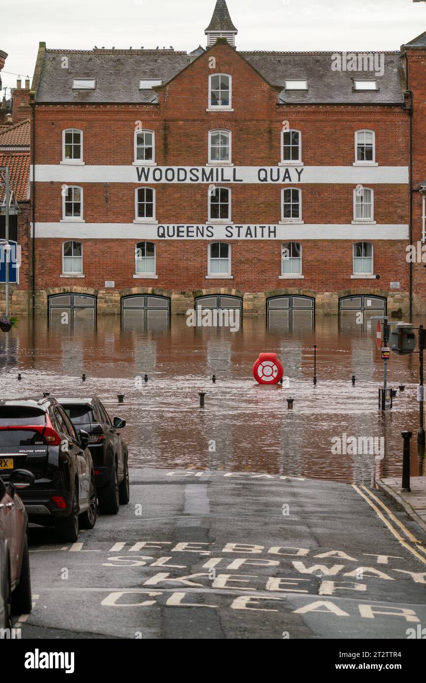 Flooding in York during storm Babet Stock Photo