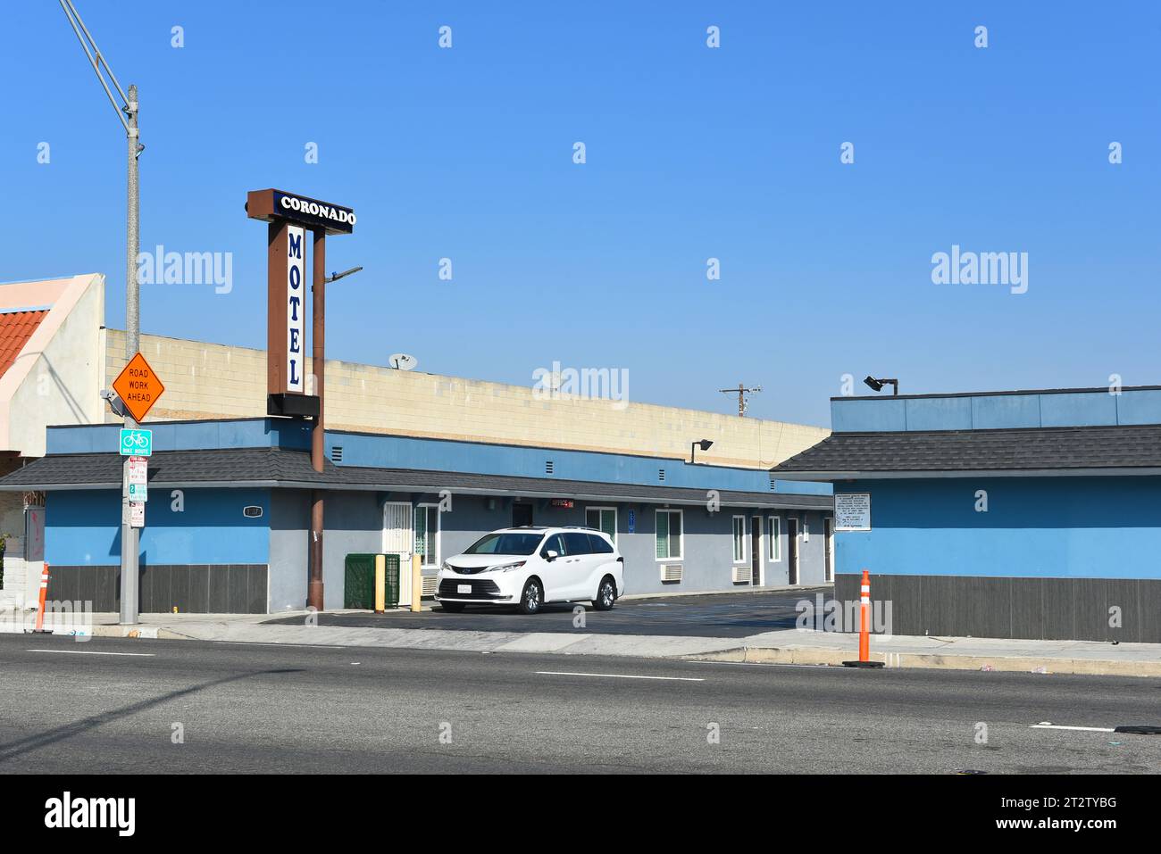 LONG BEACH, CALIFORNIA - 18 OCT 2023: The Coronado Motel on Pacific Coast Highway, PCH. Stock Photo