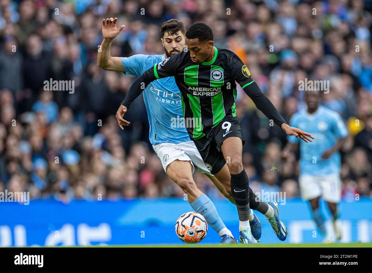 Manchester, UK. 21st October 2023.. Joao Pedro #9 of Brighton & Hove Albion F.C. during the Premier League match between Manchester City and Brighton and Hove Albion at the Etihad Stadium, Manchester on Saturday 21st October 2023. (Photo: Mike Morese | MI News) Credit: MI News & Sport /Alamy Live News Stock Photo