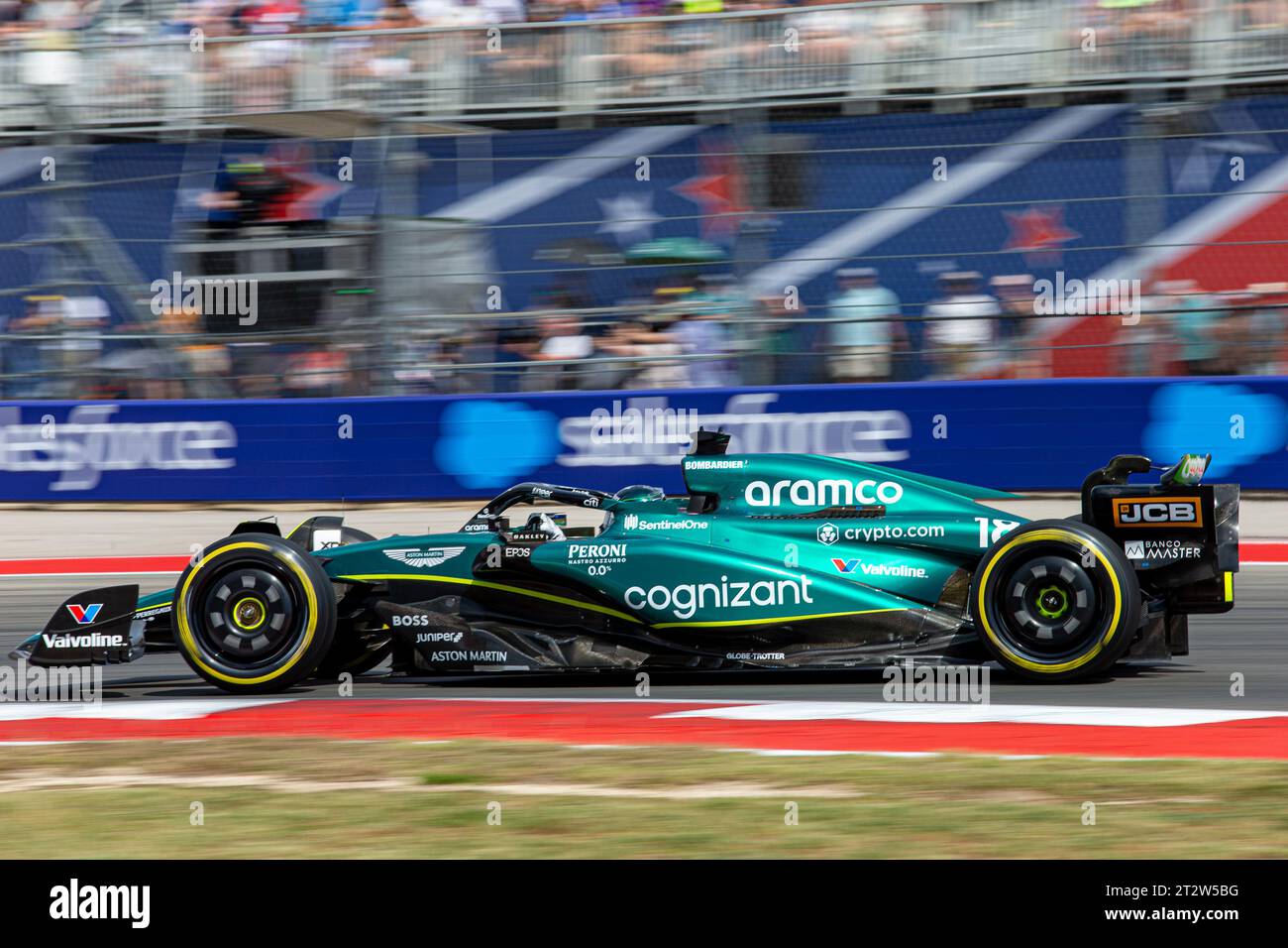 Lance Stroll (CAN) Aston Martin F1 Team AMR23  during FORMULA 1 LENOVO UNITED STATES GRAND PRIX 2023 - Oct19 to Oct22 2023 Circuit of Americas, Austin Stock Photo