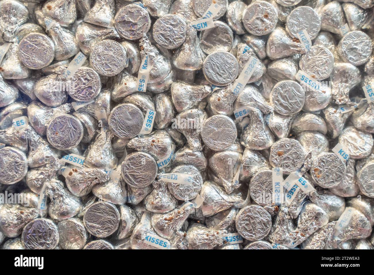 Hershey, Pennsylvania – October 15, 2021: Hershey Kisses displayed at Hershey Chocolate World retail store and tourist Attraction in Hershey, Pennsylv Stock Photo