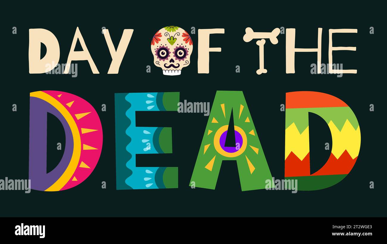 Mexican Day of the Dead carnival vector horizontal poster. Dia de Los ...