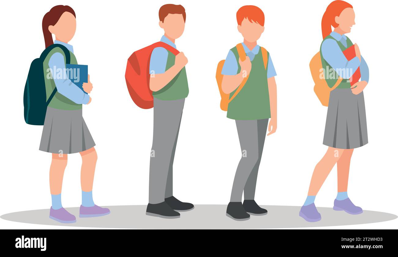 vector illustration of students in different postures Stock Vector ...