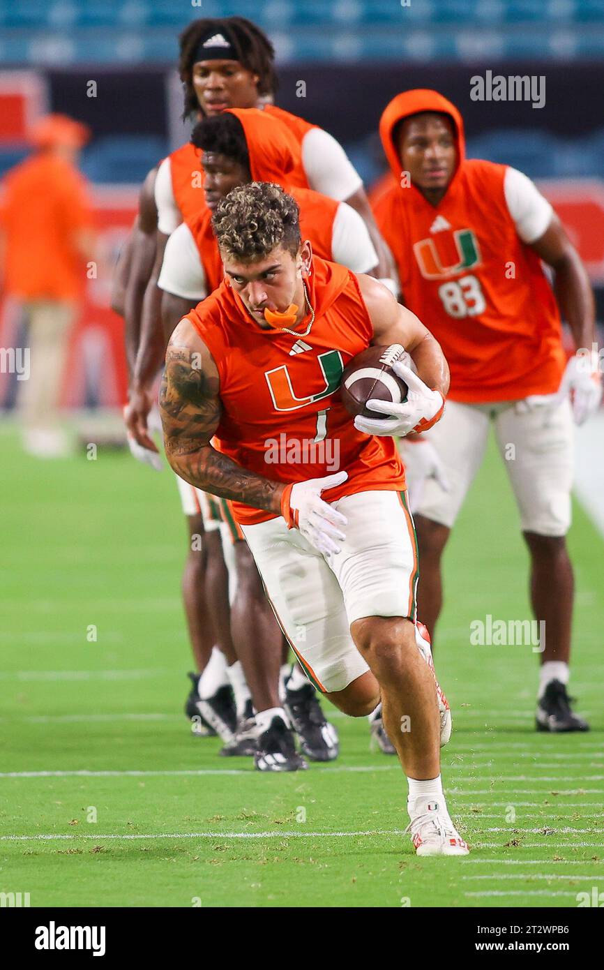 Canes WR Xavier Restrepo Miami Gardens, Florida, USA. 21 October