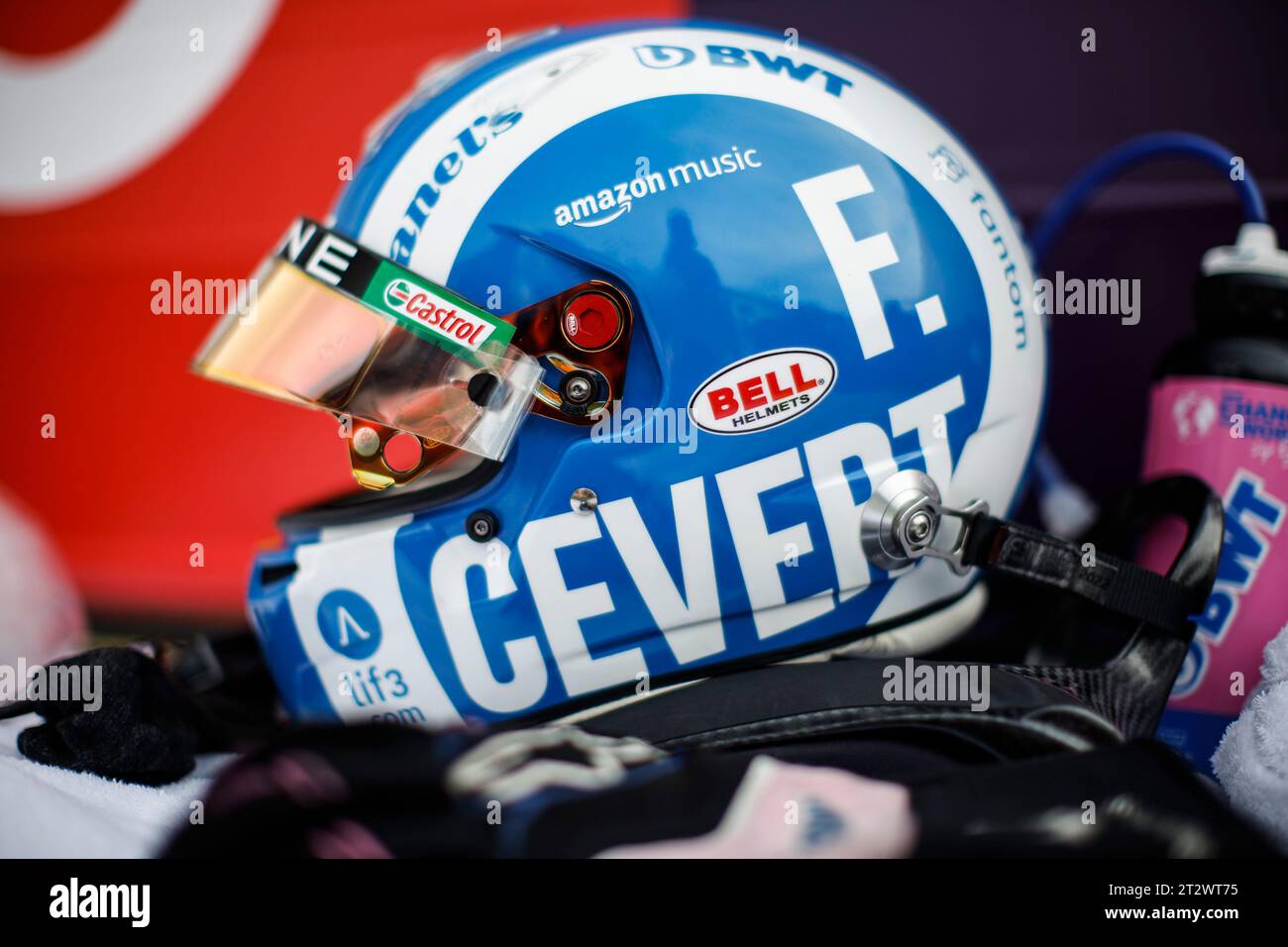 Austin, Etats Unis. 21st Oct, 2023. GASLY Pierre (fra), Alpine F1 Team A523, helmet, casque, François Cevert tribute during the 2023 Formula 1 Lenovo United States Grand Prix, 18th round of the 2023 Formula One World Championship from October 20 to 22, 2023 on the Circuit of The Americas, in Austin, USA - Photo Xavi Bonilla/DPPI Credit: DPPI Media/Alamy Live News Stock Photo