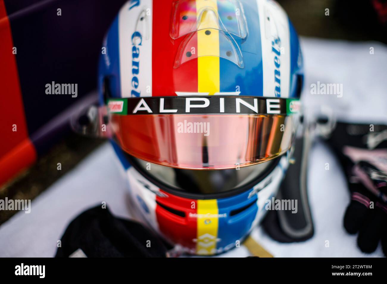 Austin, Etats Unis. 21st Oct, 2023. GASLY Pierre (fra), Alpine F1 Team A523, helmet, casque, François Cevert tribute during the 2023 Formula 1 Lenovo United States Grand Prix, 18th round of the 2023 Formula One World Championship from October 20 to 22, 2023 on the Circuit of The Americas, in Austin, USA - Photo Xavi Bonilla/DPPI Credit: DPPI Media/Alamy Live News Stock Photo