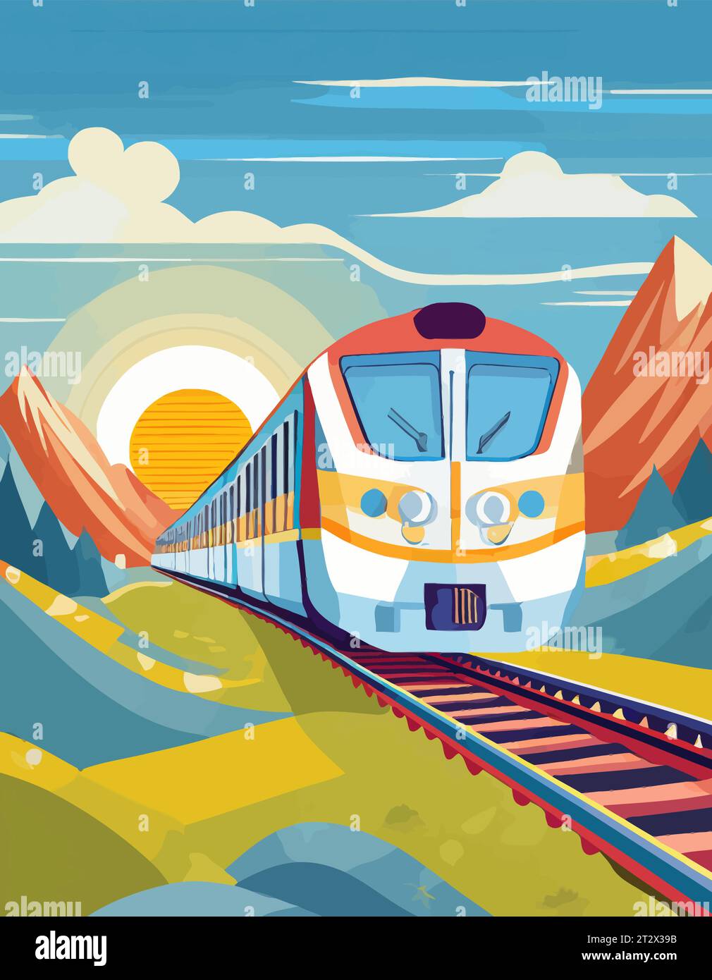 Holiday Travel Series Colorful Abstract Art Vector Image of Passenger