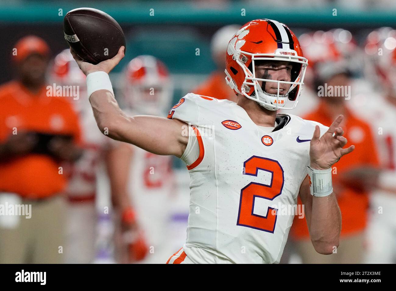 Clemson quarterback Cade Klubnik passes during the first half of an ...