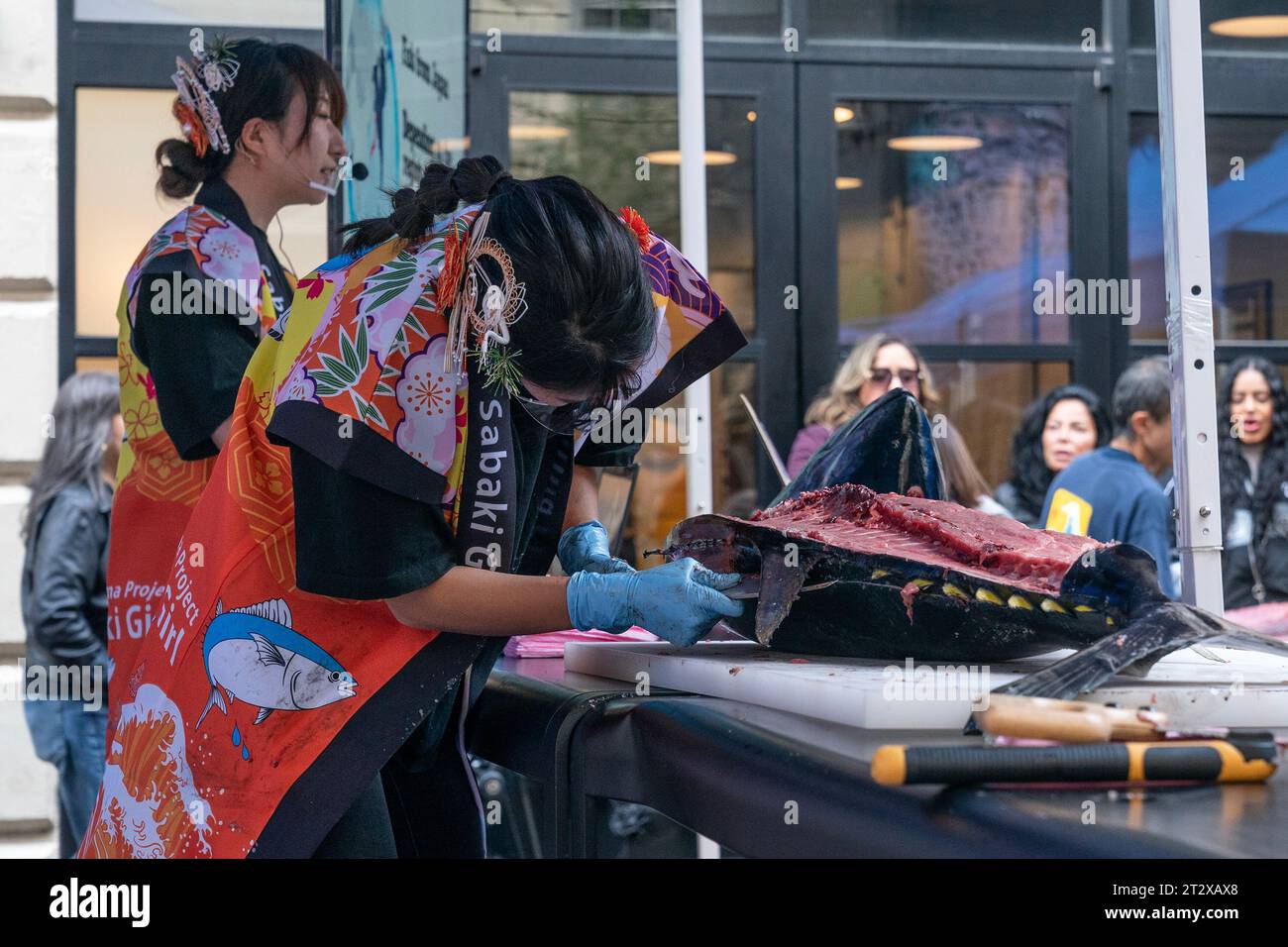 New York, USA. 21st Oct, 2023. Members of Sabaki Girl Project perform