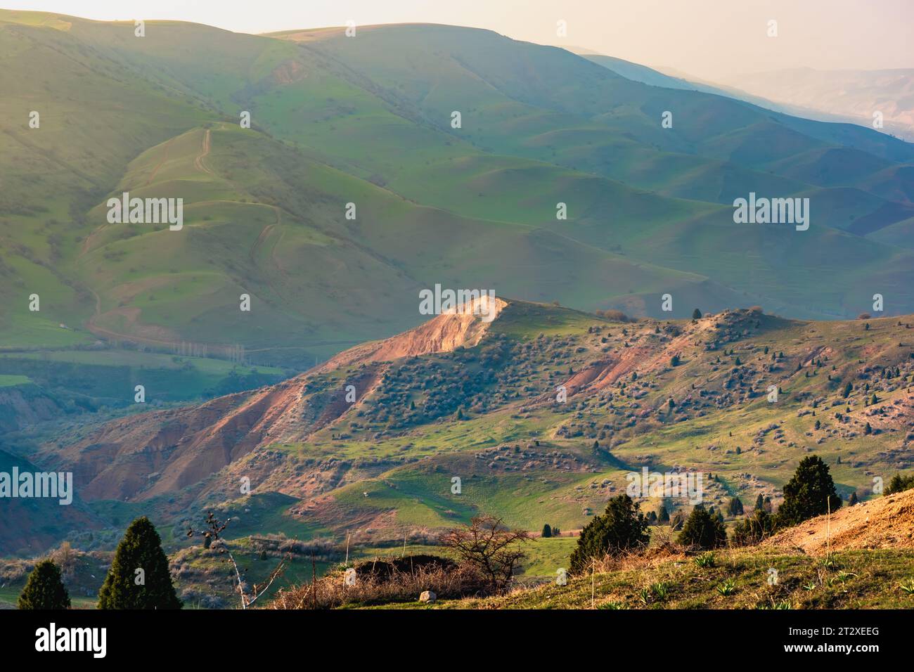 Background with a view of the valley in the mountains with a special mood Stock Photo