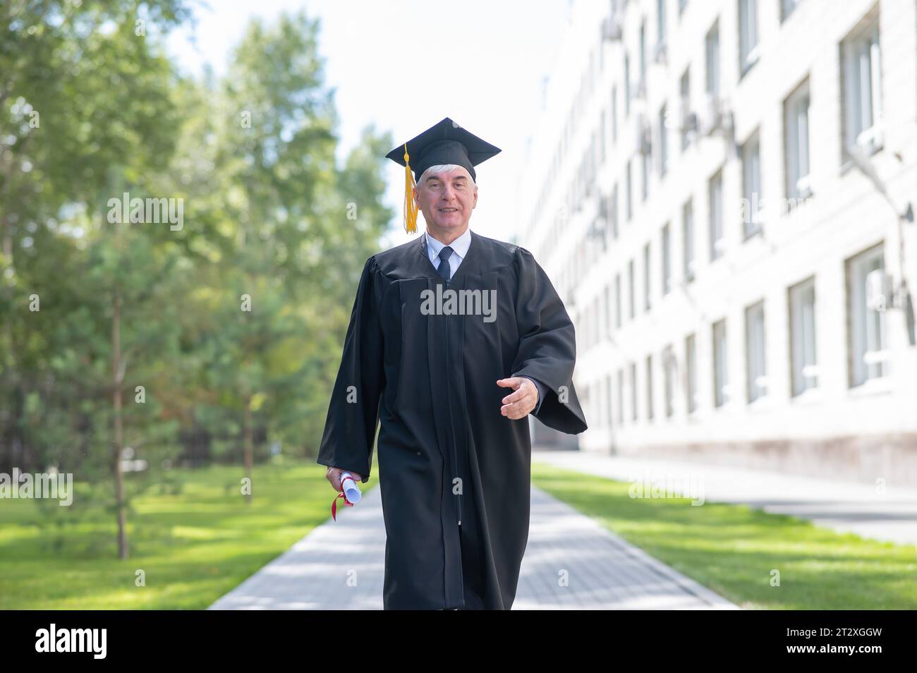 Grey haired old man walks hi-res stock photography and images - Alamy