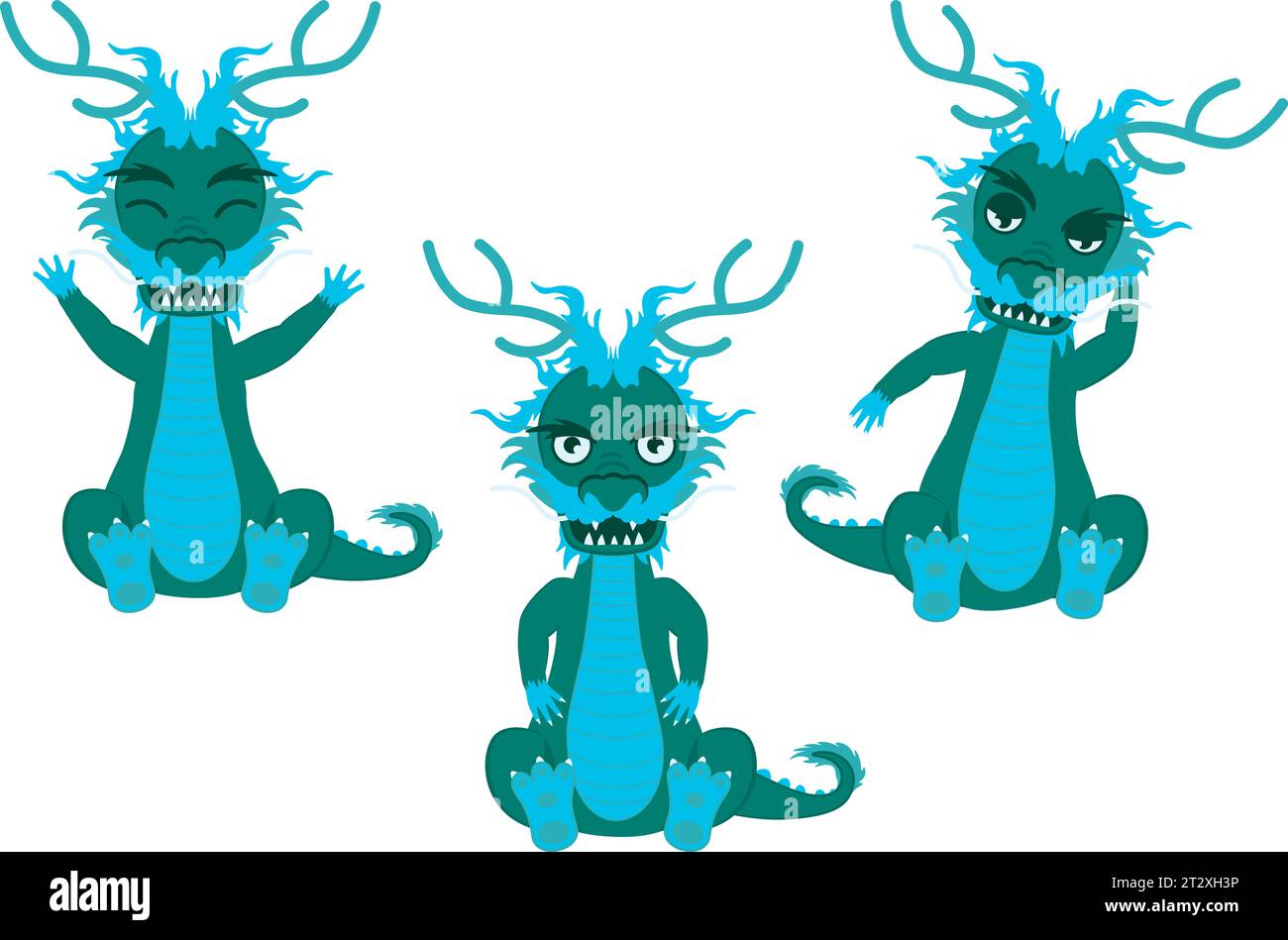 Abstract asian water dragon of green and blue colors Stock Vector Image ...