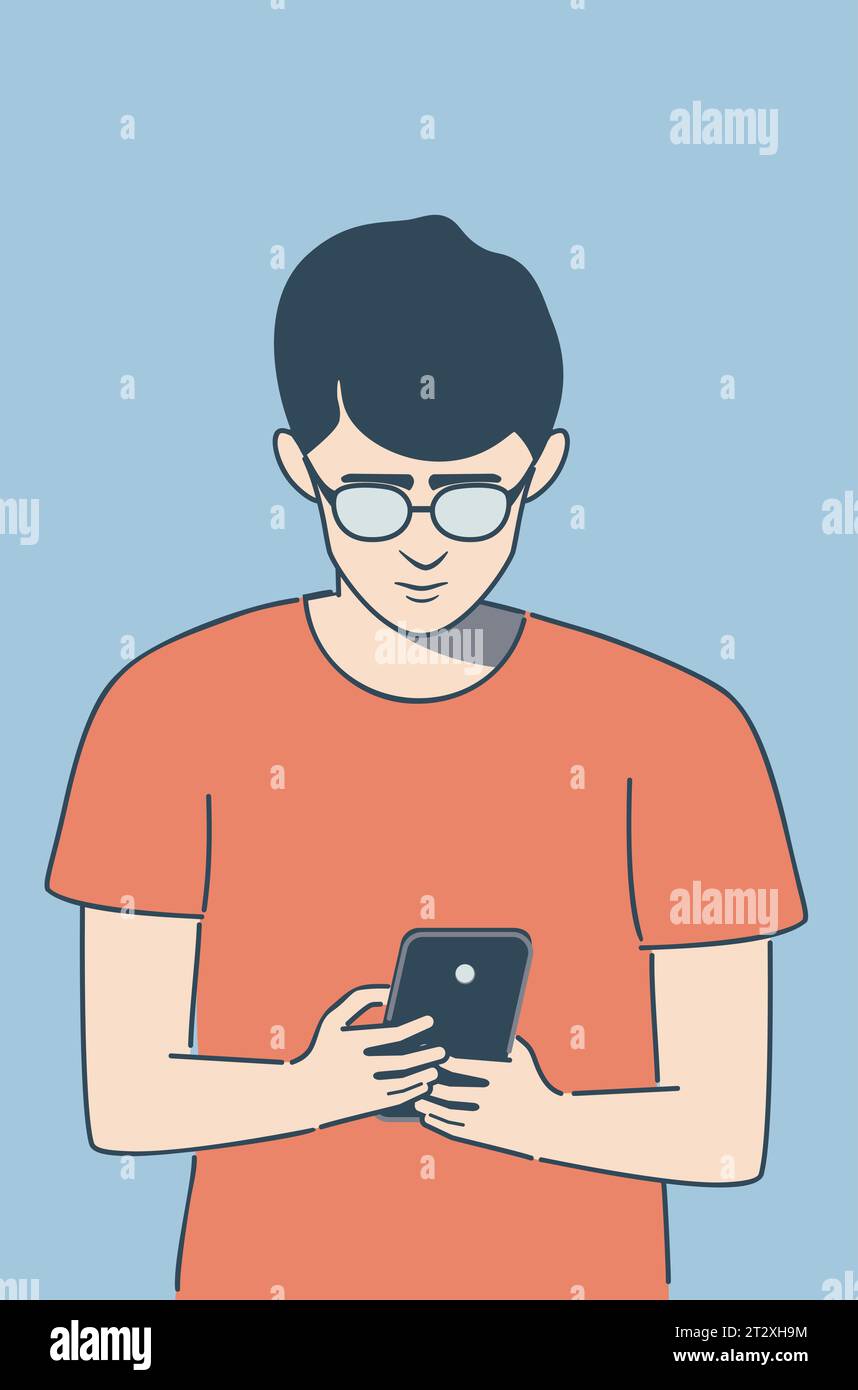 Boy in orange shirt Stock Vector Images - Alamy