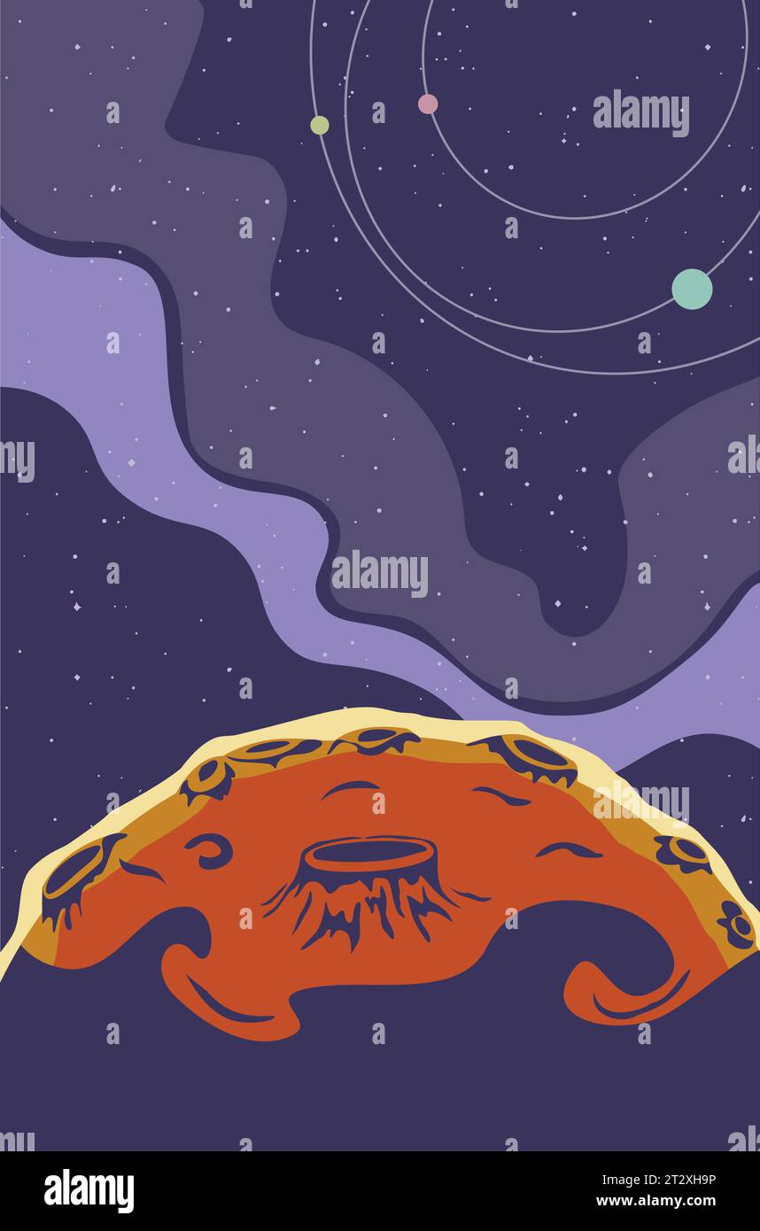 Abstract cartoon outer space background with stars. Stock Vector