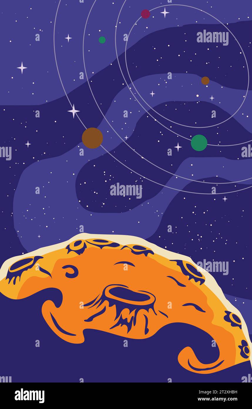 Abstract cartoon outer space background with stars. Stock Vector
