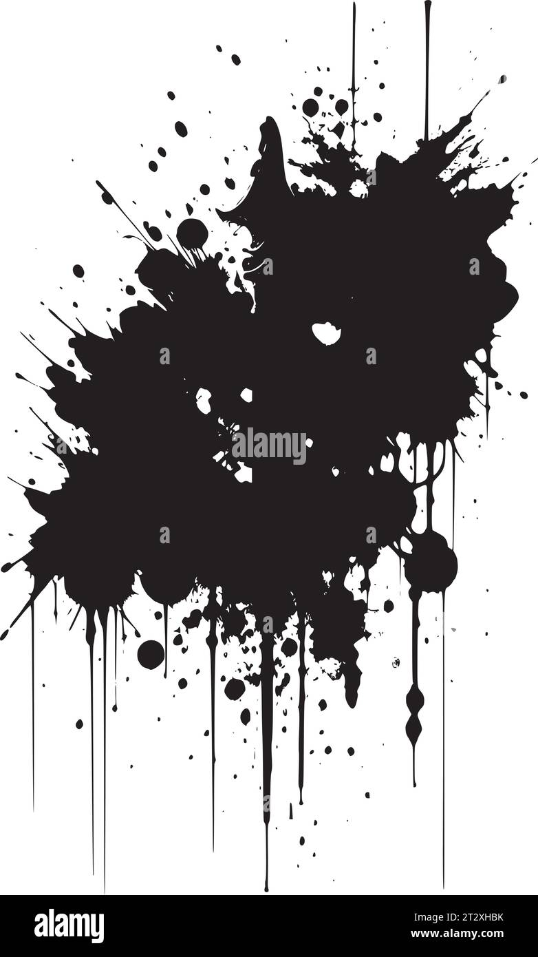 Abstract digital ink splatters, black blobs, grunge illustration. Stock Vector