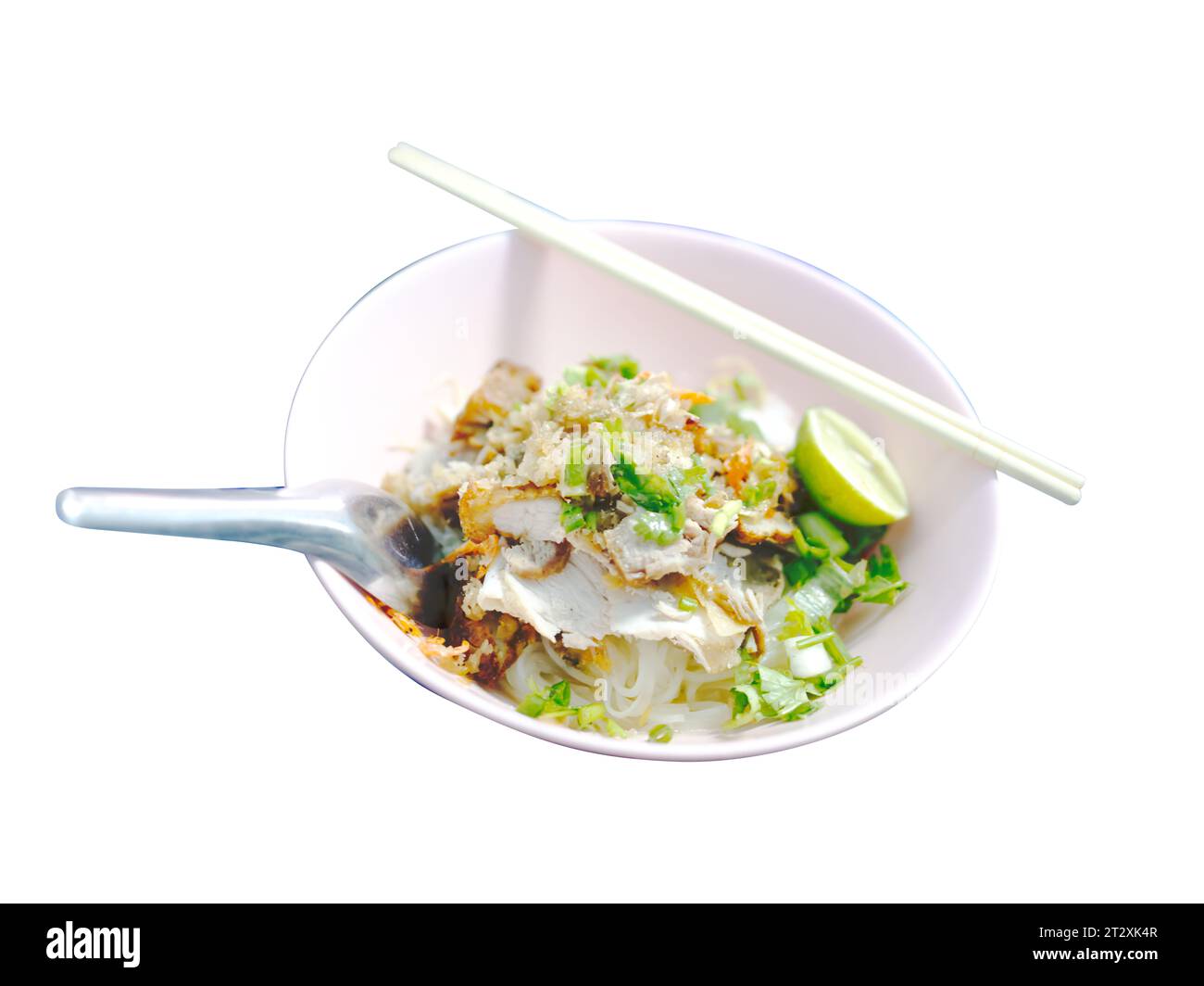 Spicy noodles with pork (Tom Yum Noodles) - Asian food style Stock