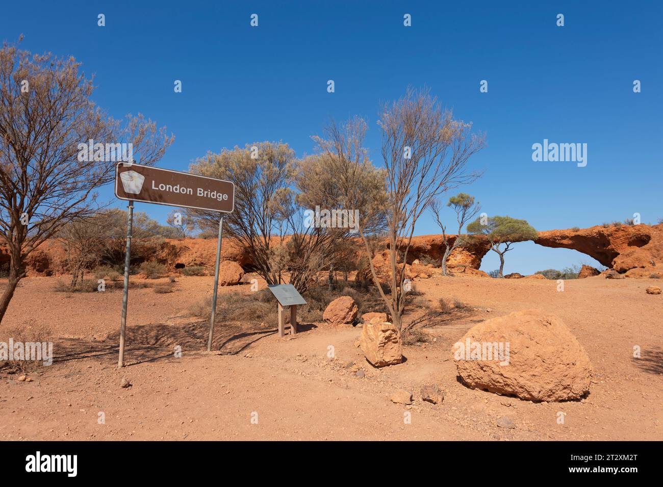 Natural sandstone bridge rock formation, a popular tourist attraction