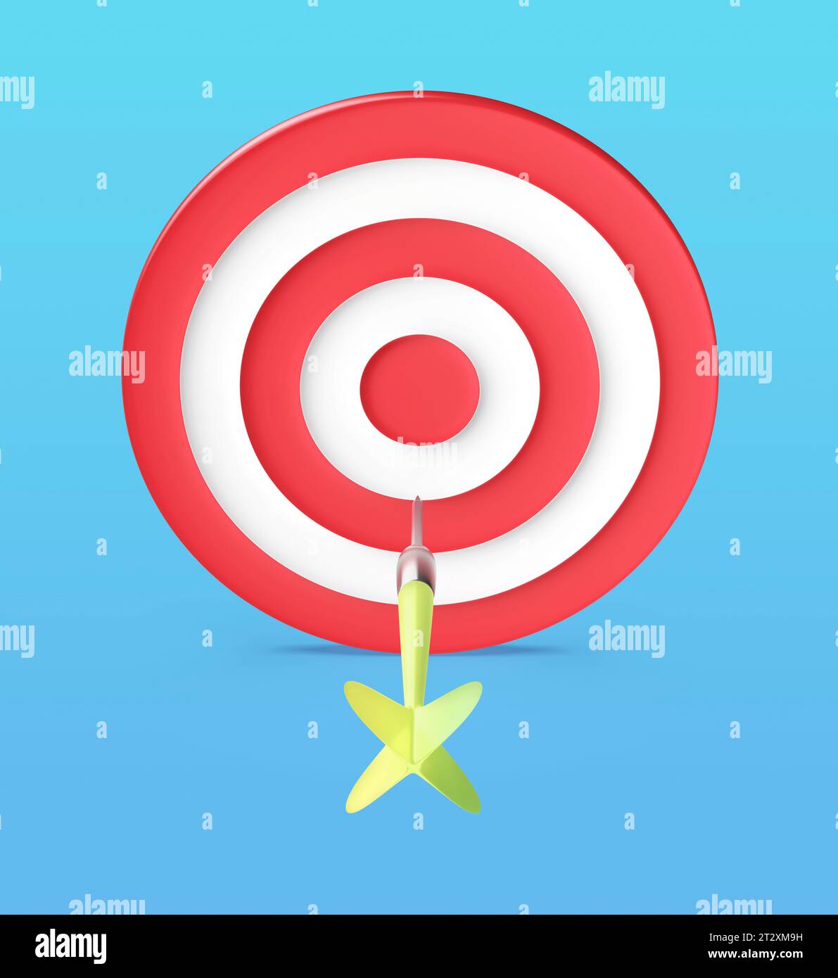 Dart pointing on center of dartboard Stock Photo Alamy