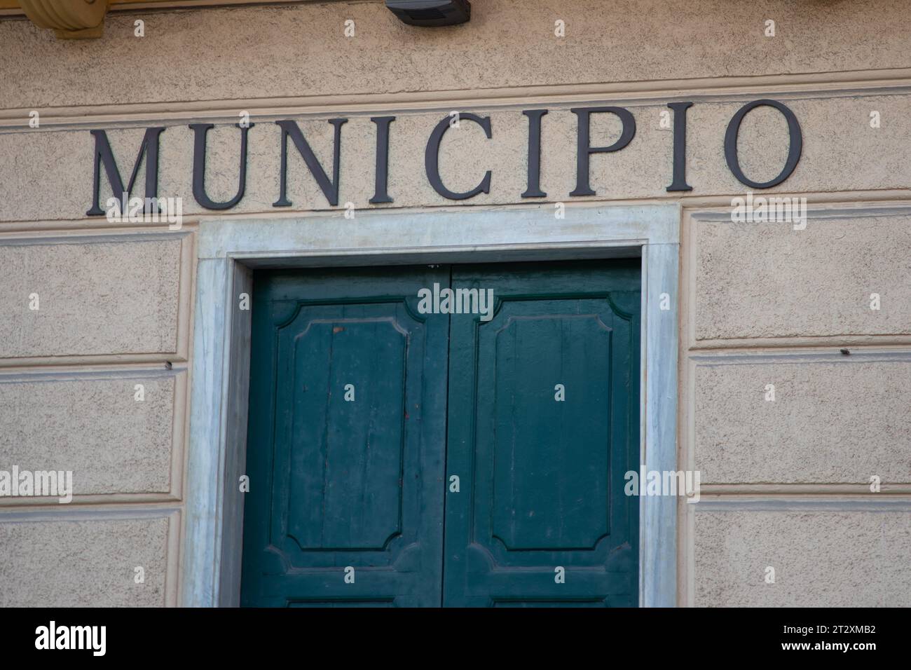 municipio italian text sign means city Hall on facade wall in Italy Stock Photo
