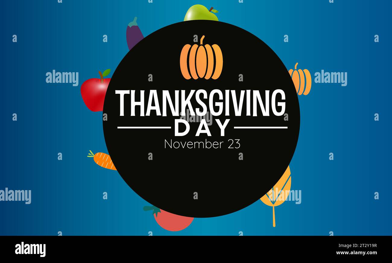 Thanksgiving Day Feast A Bountiful Harvest and Family Celebration with Turkey, Pumpkin Pie, and Grateful Hearts banner. Vector template for background Stock Vector