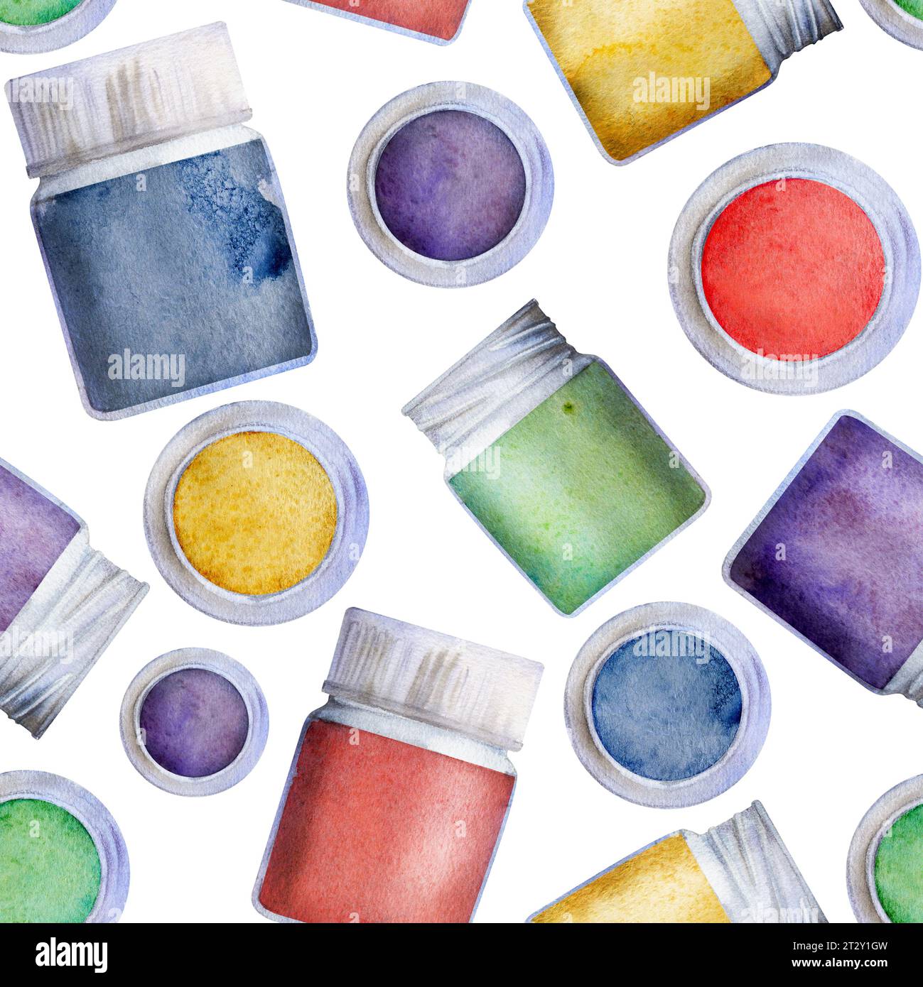 Watercolor hand drawn illustration, kids children painting materials