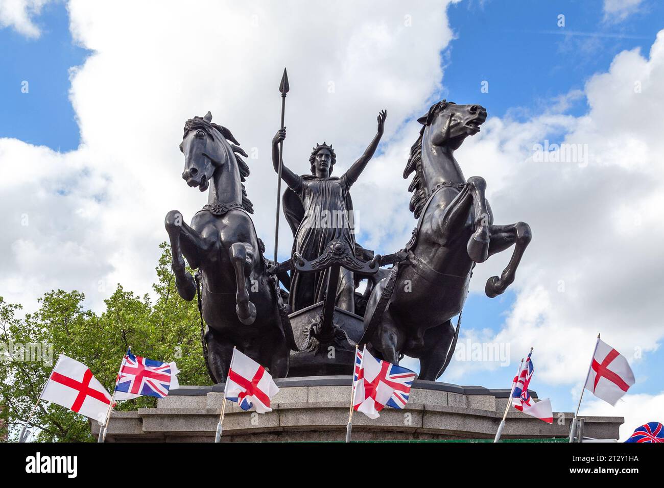 LONDON, GREAT BRITAIN - MAY 9, 2014: This is monument to Queen Boudicca - the leader of the Celts, the fallen in the defense of London in '61. Stock Photo