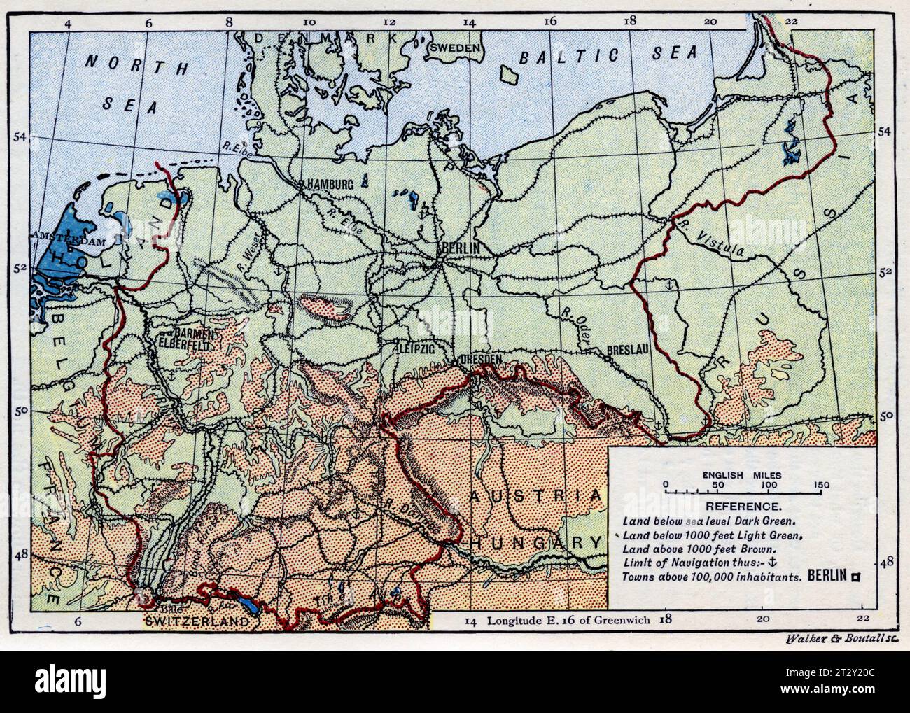 map of Russia circa 1910 from a school geography text book Stock Photo