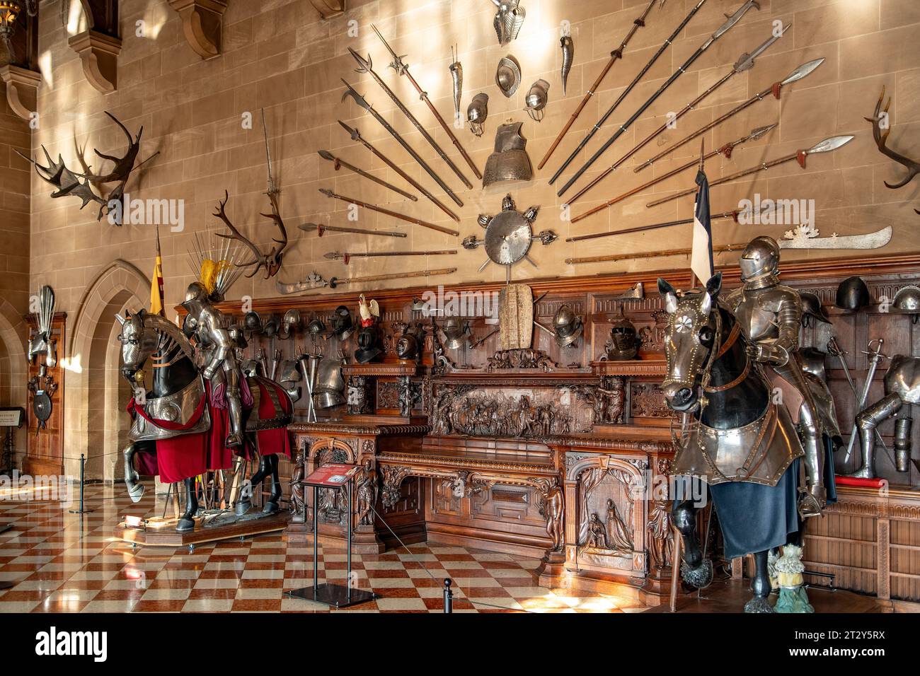 Banquet Hall in Warwick Castle, Warwick, Warwickshire, England Stock Photo