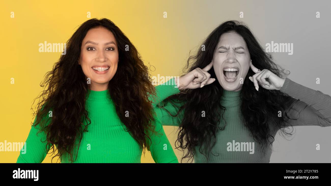 Happy sad woman balance hi-res stock photography and images - Alamy