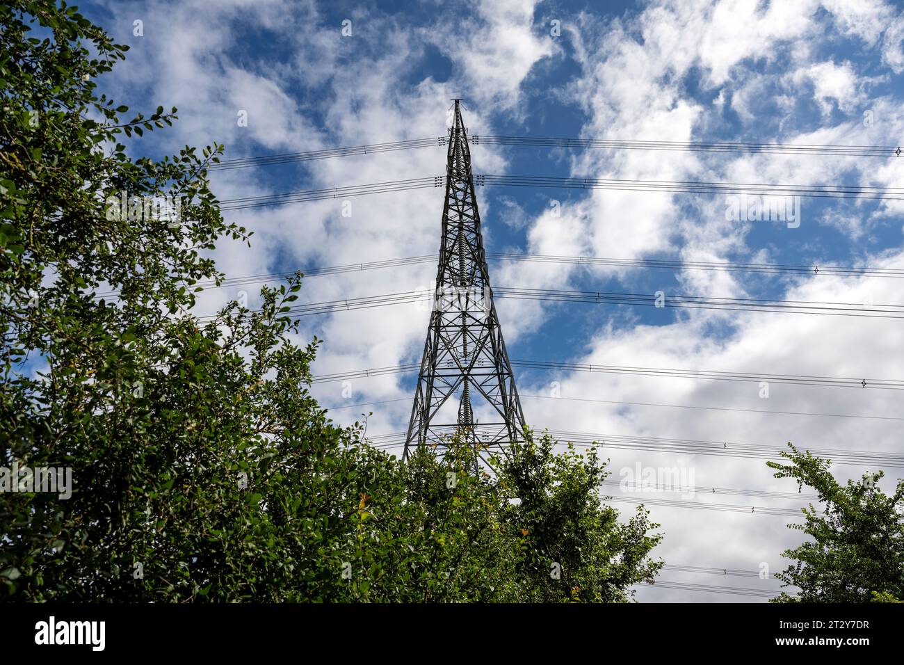 High voltage electricity pylons Gromford Suffolk England Stock Photo