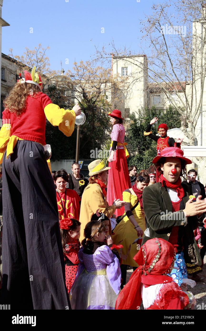Occitan Carnival. Calandreta dau Clapas de Montpellier. Flower market